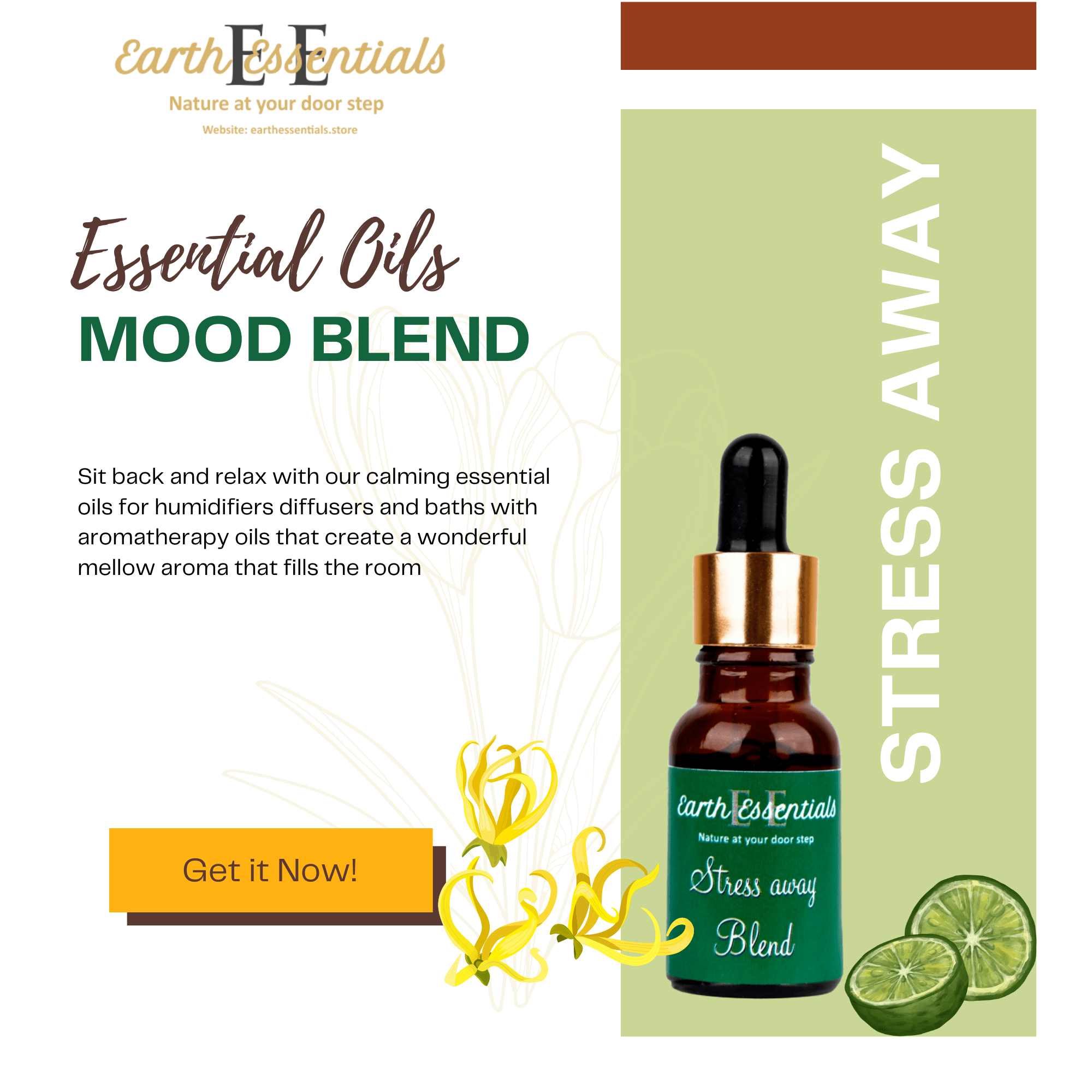 Stress Away Essential Oil Blend 15 ml – Calming & Relaxing – Essential Oils on Brown Living™. SKU: EOBlends-02. Img 2.