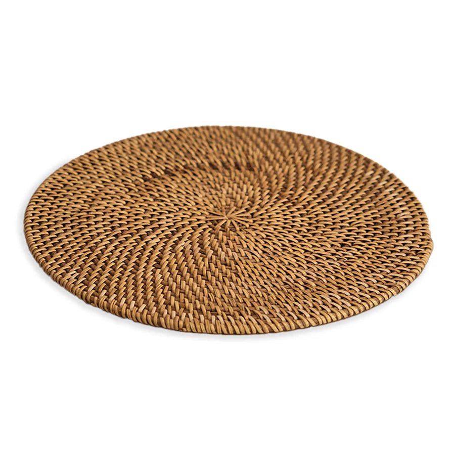 Stylish Dining Flora Rattan Table Placemat (Set of 1) – Table Linens on Brown Living™. SKU: FloraPlacematGrey. Img 2.