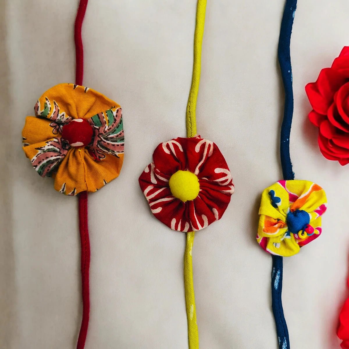 Sun Earth Sky Combo (Set of 3) – Rakhi by USE ME WORKS available on Brown Living™. . SKU: UMW - Combo - Rakhi - 05. Img 1.