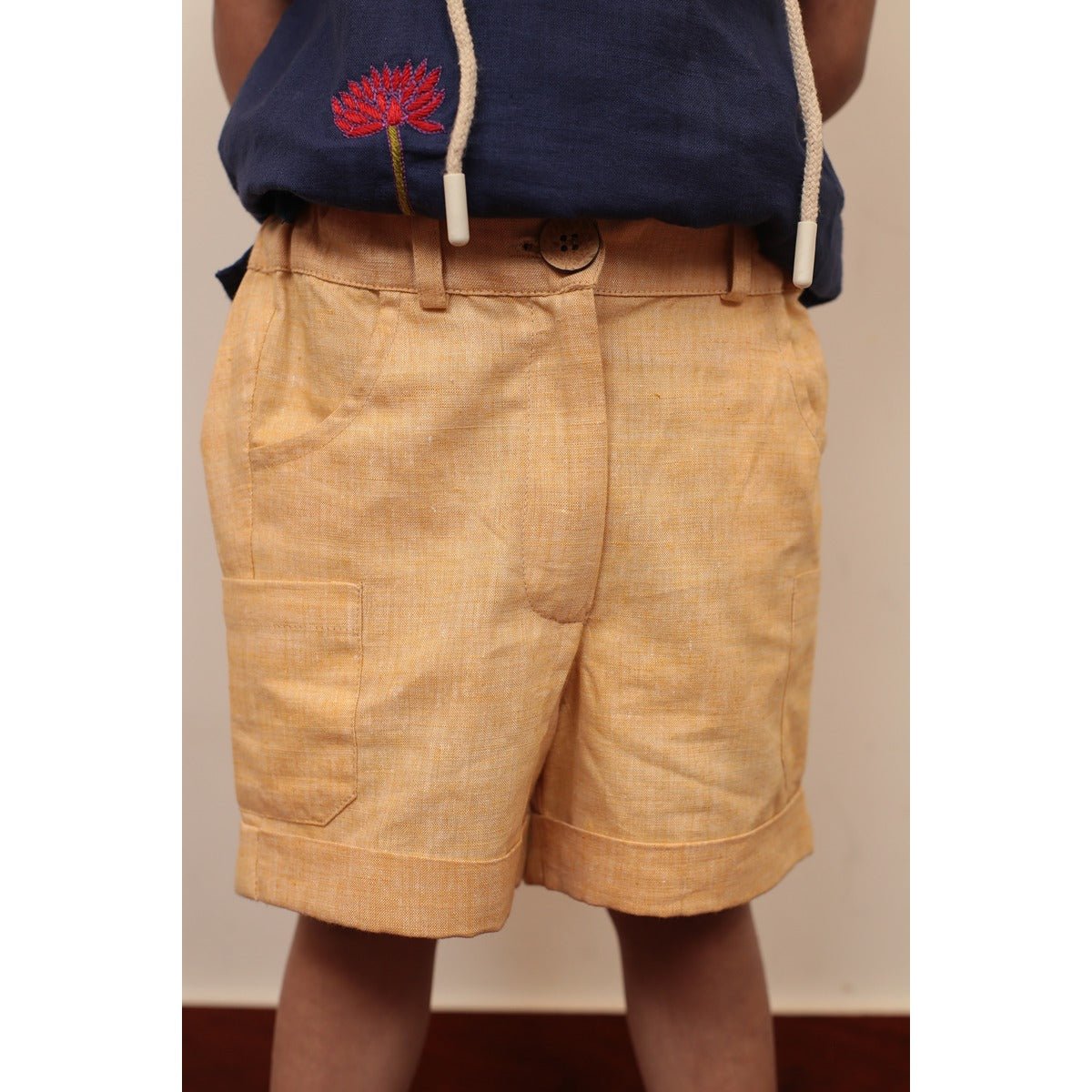 Sunbeam Shorts | Khaki Cotton Shorts for Babies – Kids Daywear Sets on Brown Living™. SKU: MCBL16. Img 4.