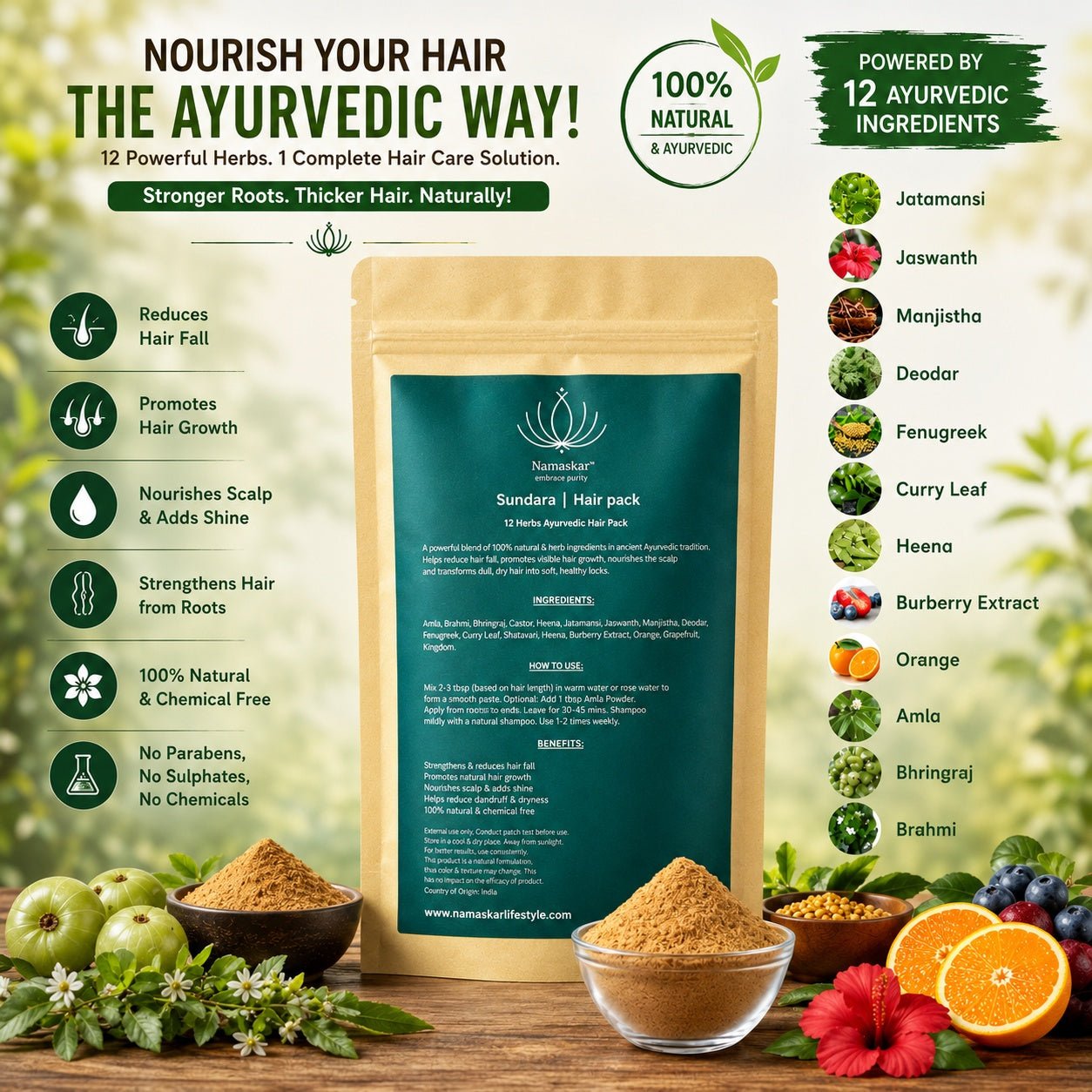 Sundara Hair Pack | Natural Ayurvedic Blend For Strong & Healthy Hair – Hair Mask on Brown Living™. SKU: DIY-SUN-05-NAM. Img 4.