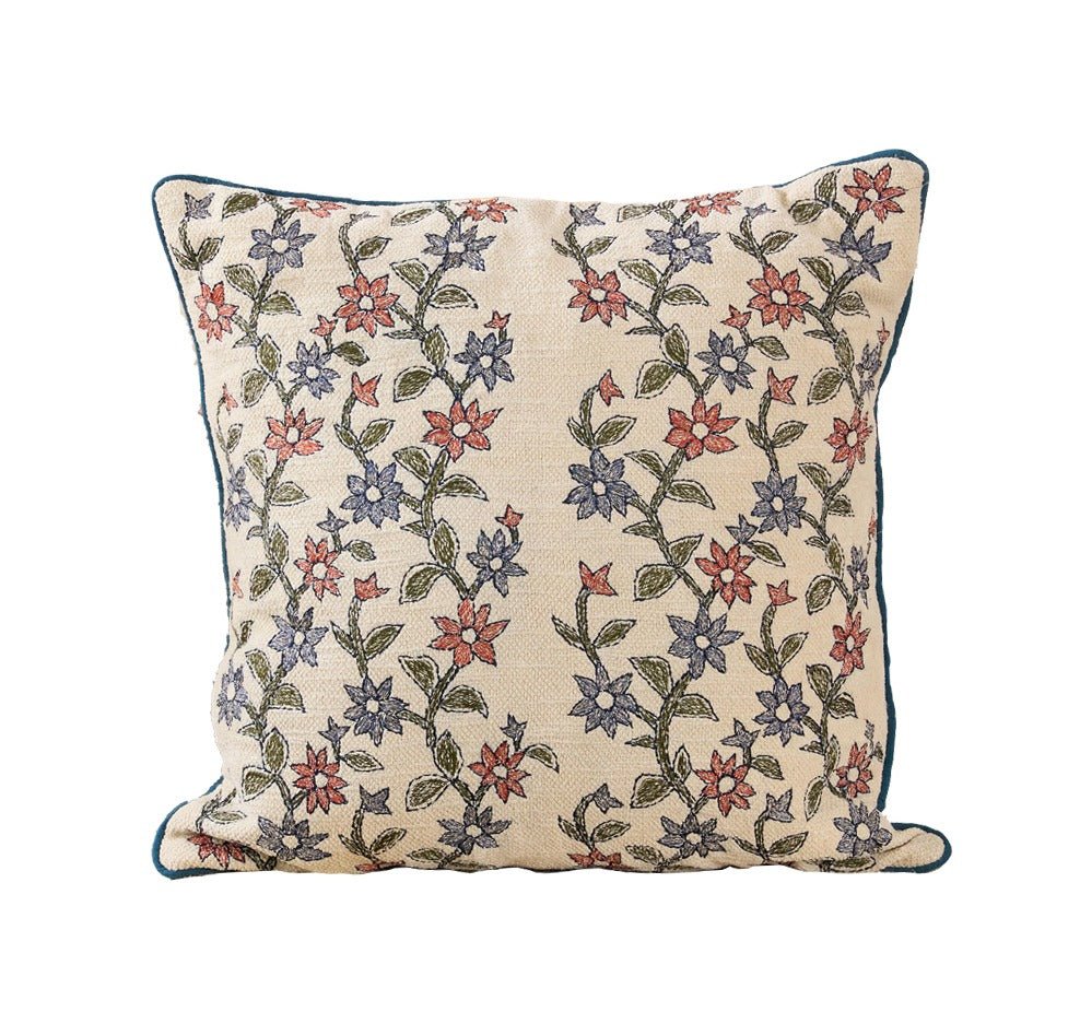 Sunny Daisy Cotton Cushion | Floral Decorative Accent Cushion – Pillow on Brown Living™. SKU: TEE-25739. Img 3.
