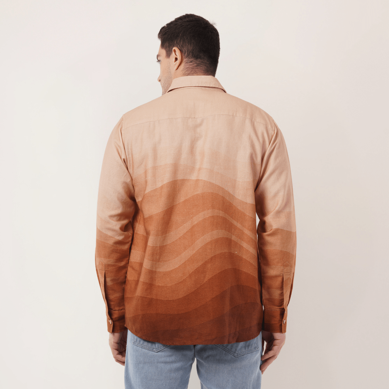 Sunset Waves | Hemp Cotton Sustainable Shirt | Men – Men Shirt on Brown Living™. SKU: SunsetWaves-S. Img 2.