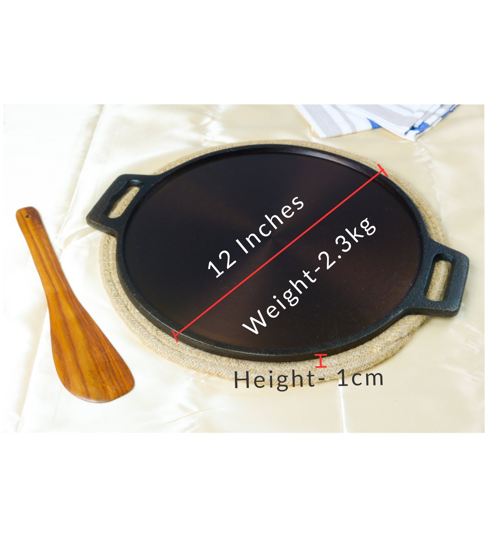 Super Smooth Handmade Cast Iron Dosa Tawa (Large Paper Roast) – Cookware on Brown Living™. SKU: CastIron-Dosa-Tawa2300g-packof13757. Img 4.