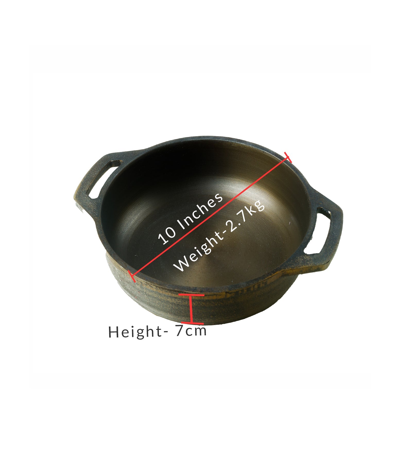 Super Smooth Handmade Cast Iron Flat Bottom Kadai – Cookware on Brown Living™. SKU: CastIron-Flat-Kadai-2700g-packof1. Img 3.