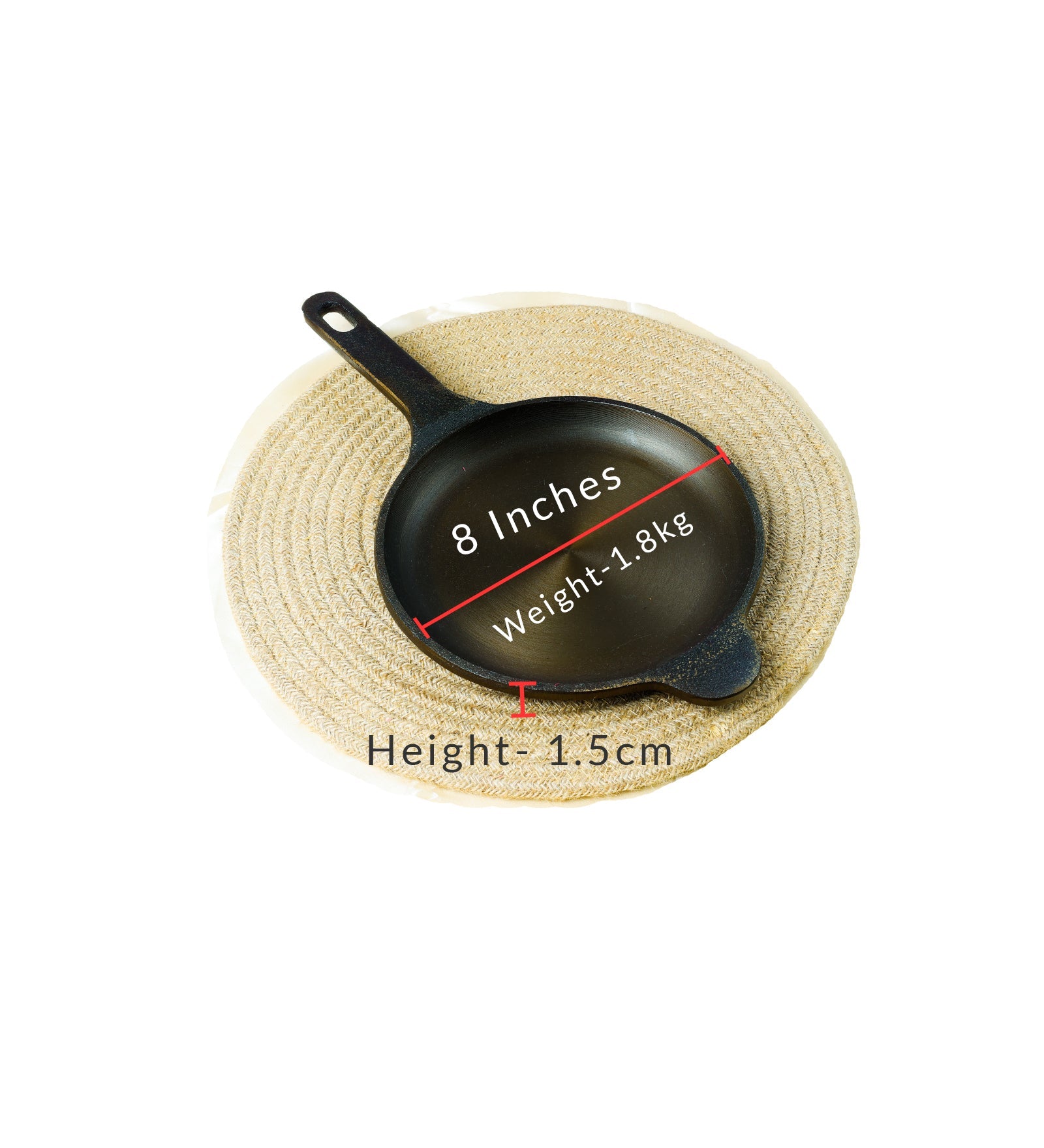 Super Smooth Handmade Cast Iron Omelette Pan – Cookware on Brown Living™. SKU: CastIron-Omelette-pan-1800g-packof1. Img 3.