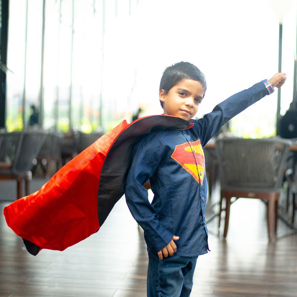 Superhero Chest Icon Embroidered Organic Cotton Shirt - Navy – Kids Shirts on Brown Living™. SKU: NANFS007EMB048 - 18M. Img 5.