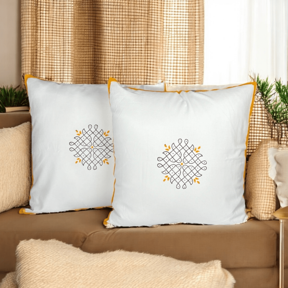 100% Cotton Cushion Covers Set of 2 – 24x24 – Kollam | Verified Sustainable by Brown Living™