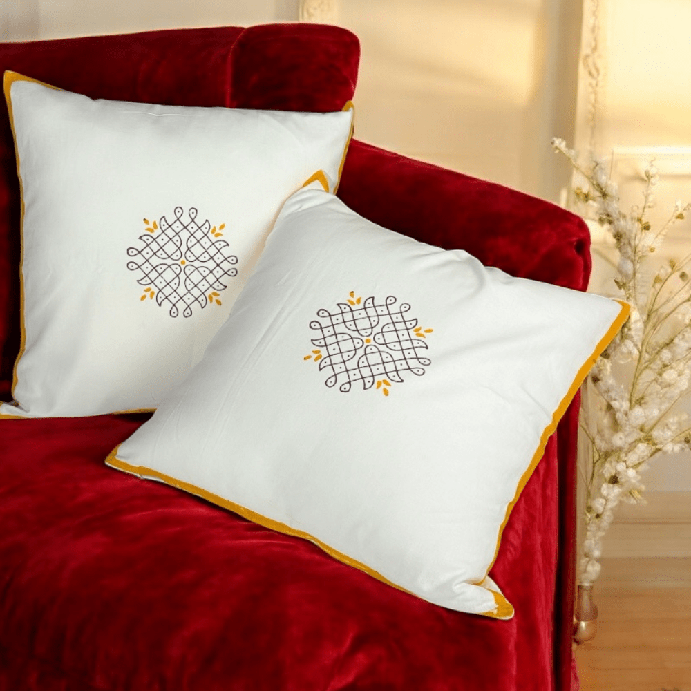 100% Cotton Cushion Covers Set of 2 – 24x24 – Kollam – Covers & Inserts on Brown Living™. SKU: CUSYKOLLAM24X24SET2. Img 3.