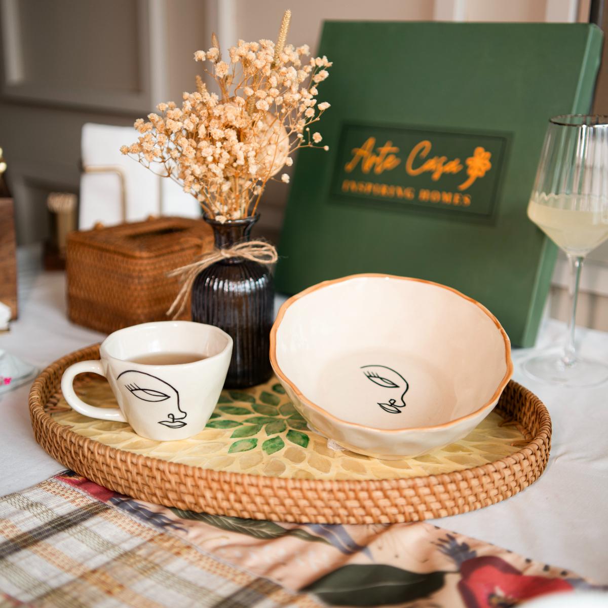 Abstract Face Breakfast Mug Set | Verified Sustainable by Brown Living™