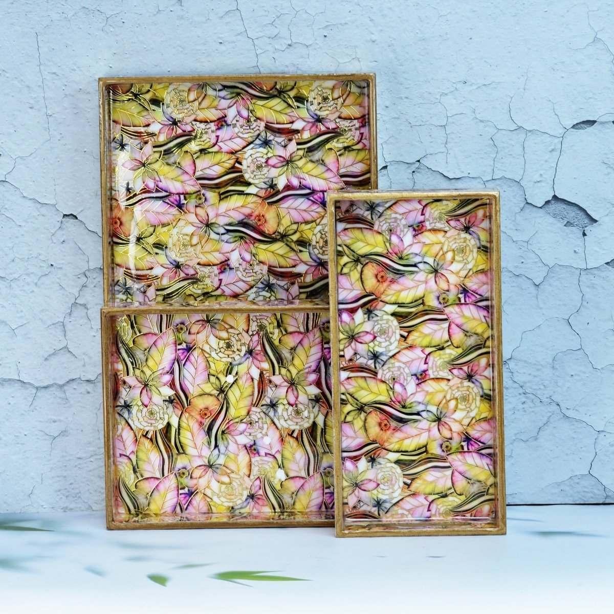 Wooden Rectangular Tray - Pack of 3 – Home Decor on Brown Living™. SKU: MJ00152TYG1. Img 1.