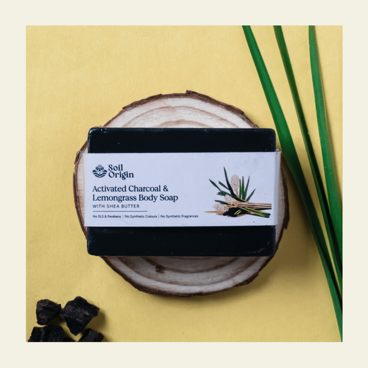 Activated Charcoal & Lemongrass Soap | Shea Butter | Handmade | De - Tan Soap | 100g – Body Soap on Brown Living™. SKU: SOPHCLS0G100. Img 2.