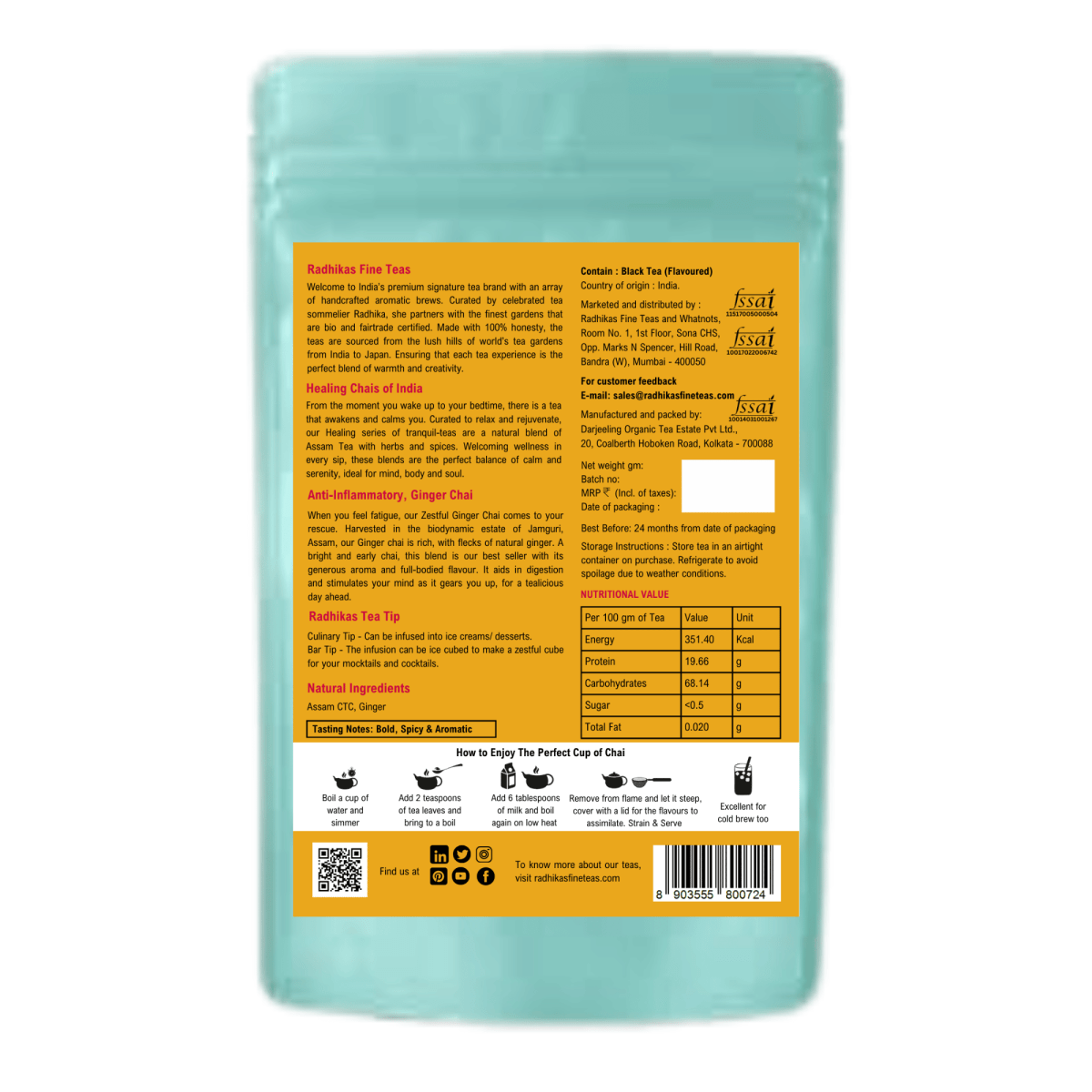 Anti - Inflammatory Ginger Chai for Your Health and Wellness – Tea by Radhikas Fine Teas and Whatnots available on Brown Living™. 100 g . SKU: 89035600000002. Img 6.
