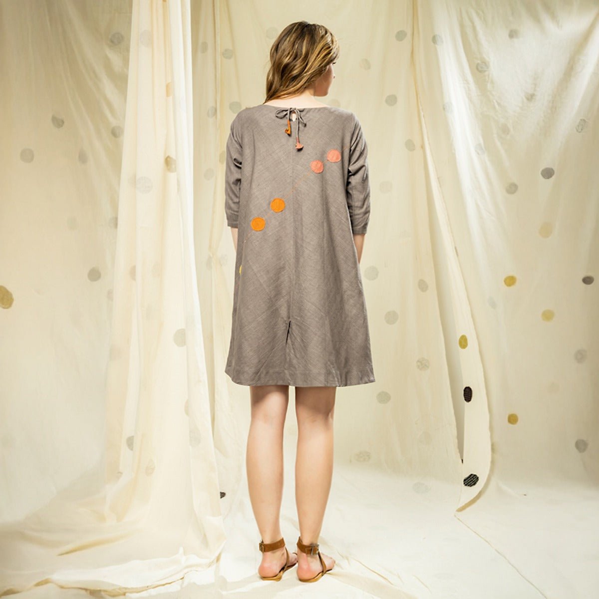 Applique Grace - Relaxed Knee Length Dress for Green Wardrobe | Verified Sustainable by Brown Living™