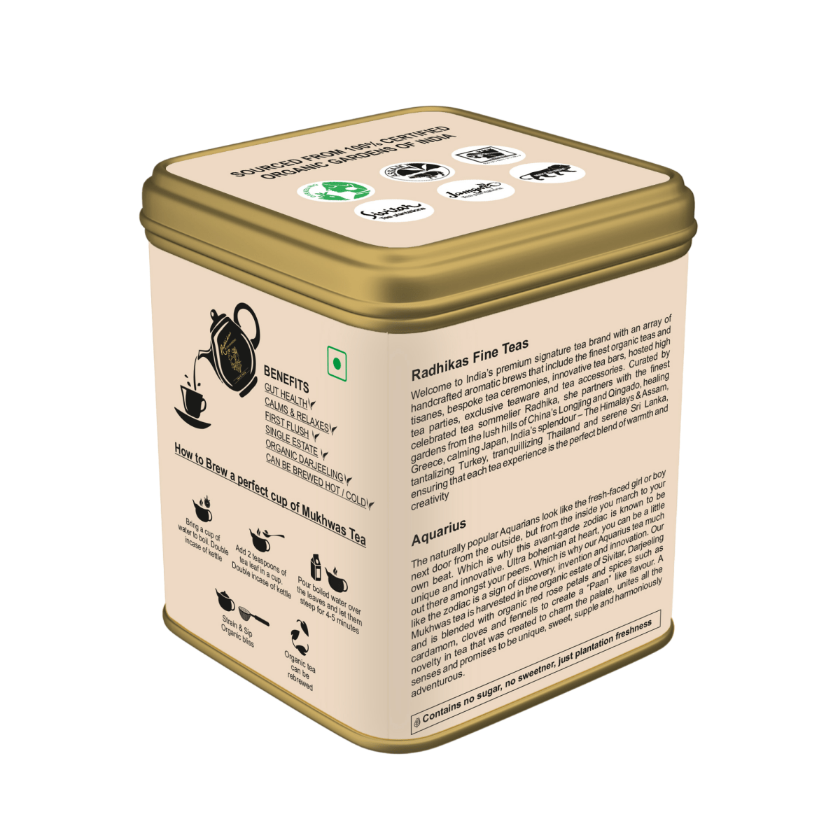 Aquarius Mukhwas Tea - A special blend that celebrates the Innovative Humanitarian, Zodiac Tea Collection, Gifting – Tea by Radhikas Fine Teas and Whatnots available on Brown Living™. . SKU: 8903560000000. Img 6.