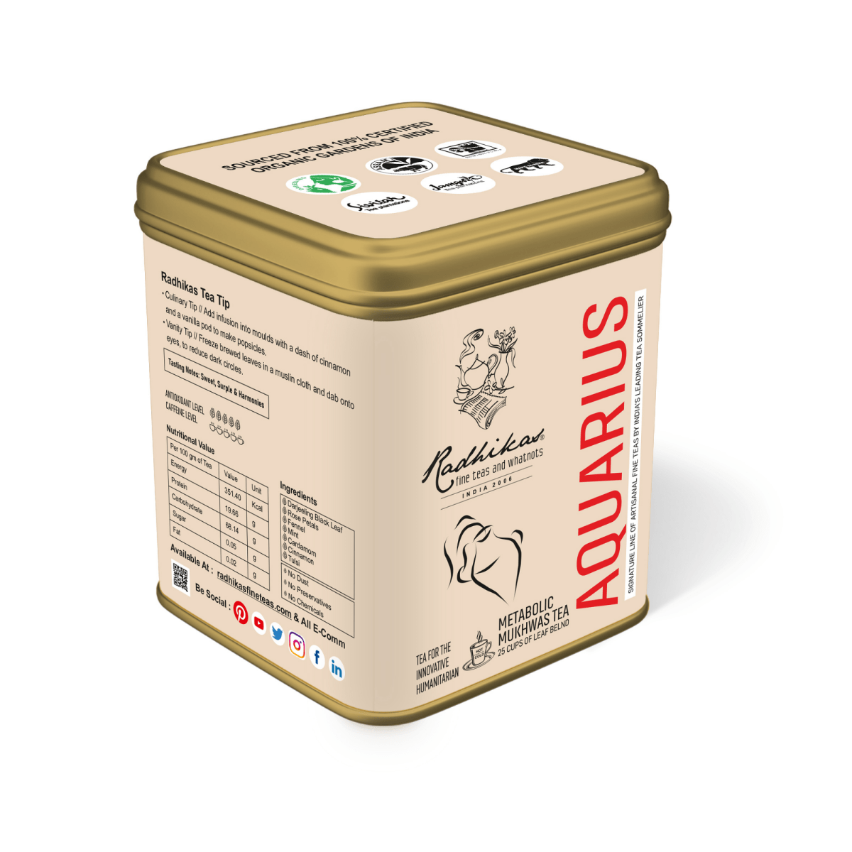 Aquarius Mukhwas Tea - A special blend that celebrates the Innovative Humanitarian, Zodiac Tea Collection, Gifting – Tea by Radhikas Fine Teas and Whatnots available on Brown Living™. . SKU: 8903560000000. Img 5.