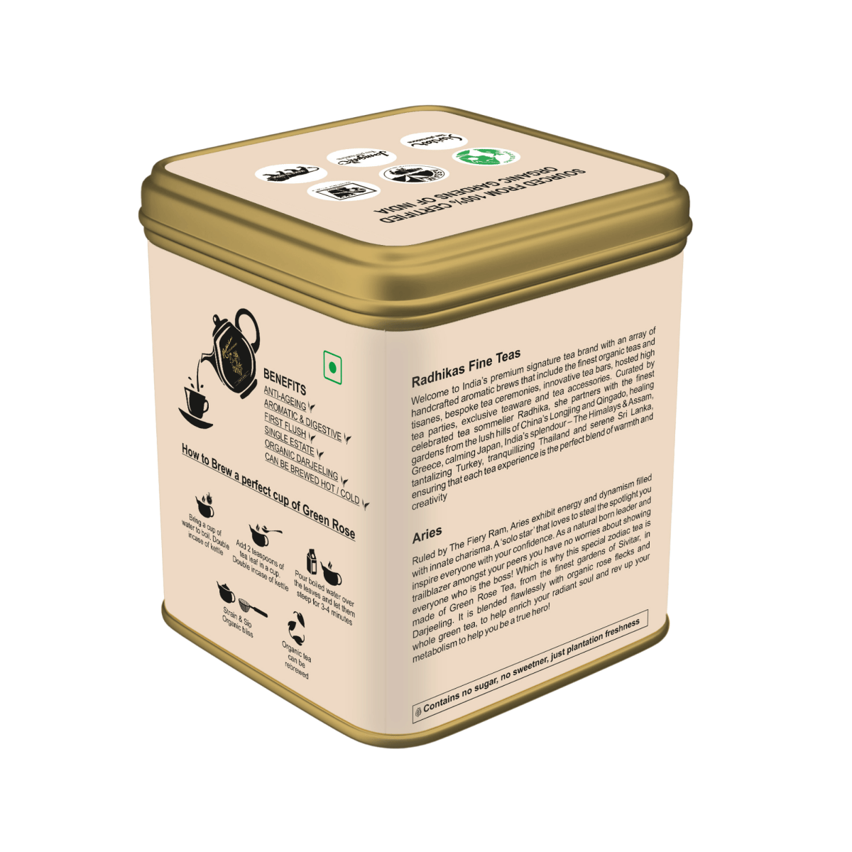 Aries Green Rose - A special blend that celebrates the Trailblazer, Zodiac Tea Collection, Gifting – Tea by Radhikas Fine Teas and Whatnots available on Brown Living™. . SKU: 8903560000000. Img 6.