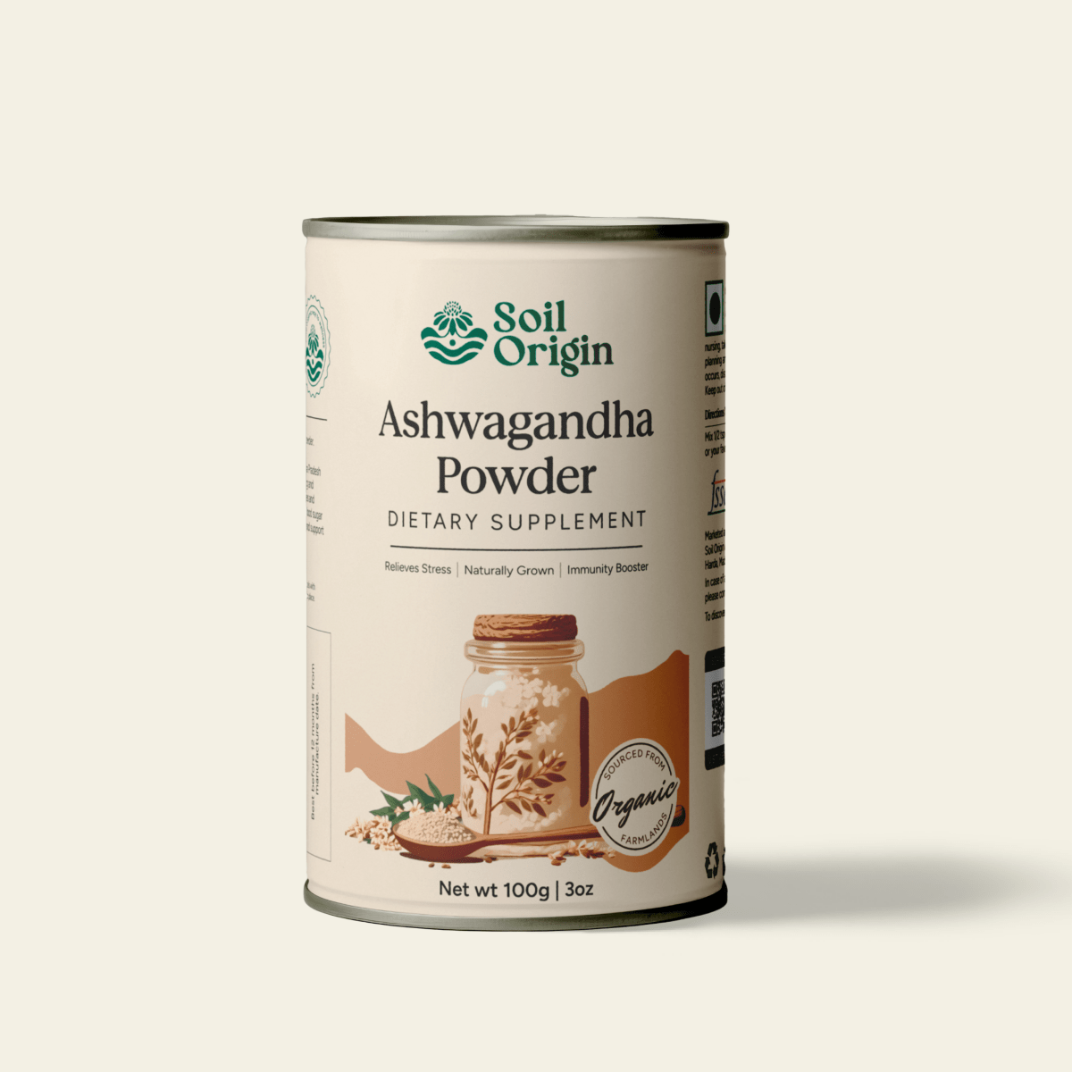 Ashwagandha Powder | Stress Relief & Energy Boost | 100g | Verified Sustainable by Brown Living™