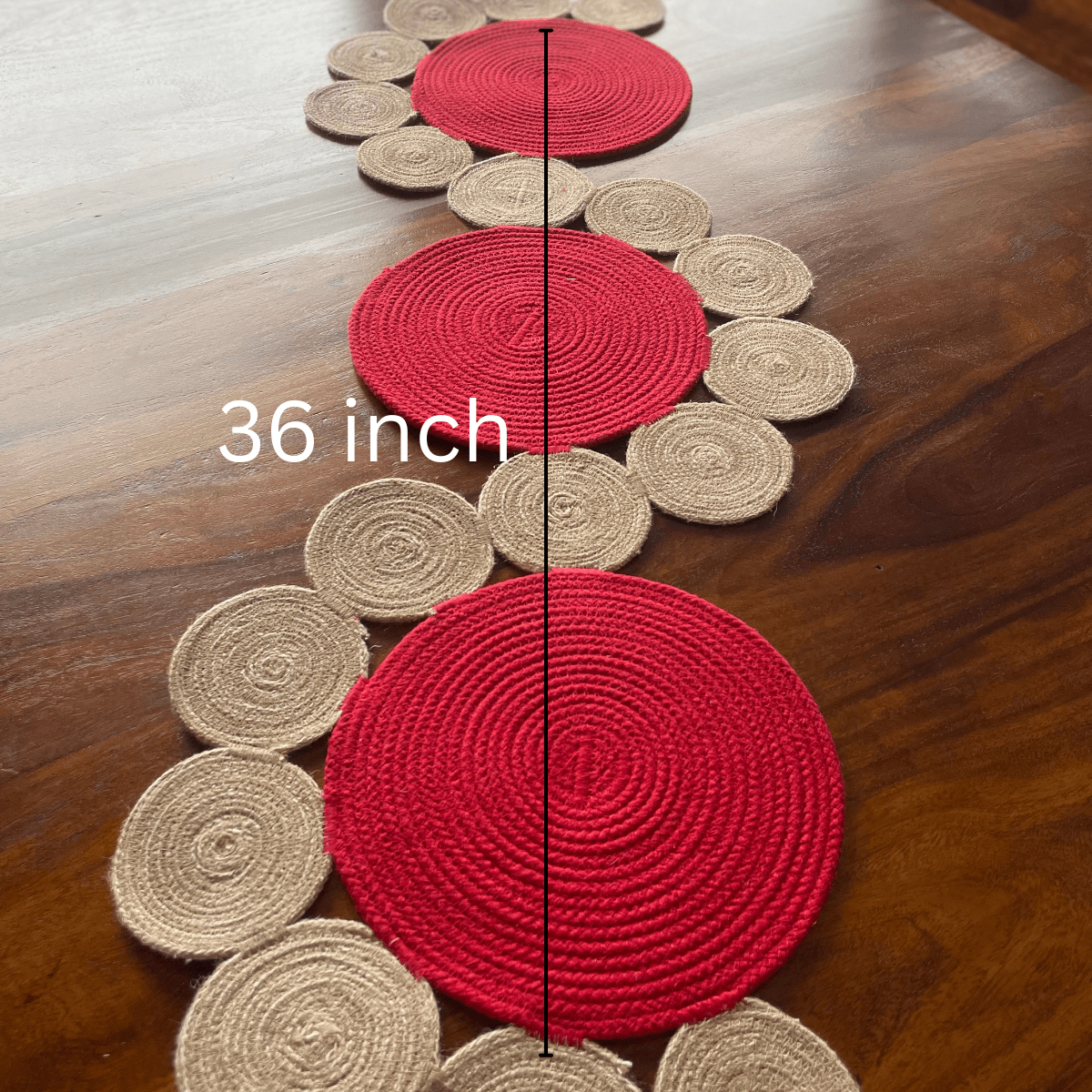 Askew Pattern Jute and Red Table Runner | Verified Sustainable by Brown Living™