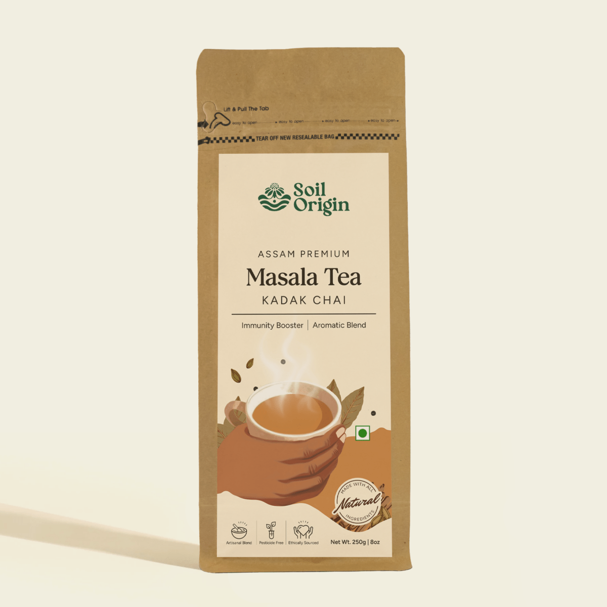Assam Masala Tea | Kadak & Aromatic | Immunity Booster – Tea on Brown Living™. SKU: SOB0AMT0G250. Img 1.