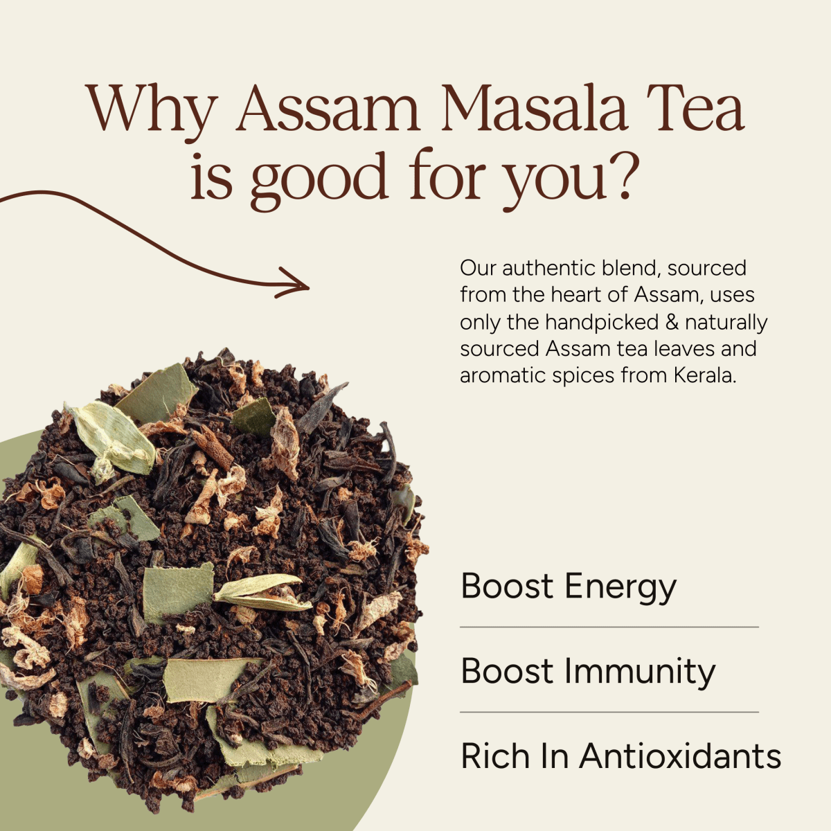 Assam Masala Tea | Kadak & Aromatic | Immunity Booster – Tea on Brown Living™. SKU: SOB0AMT0G250. Img 3.