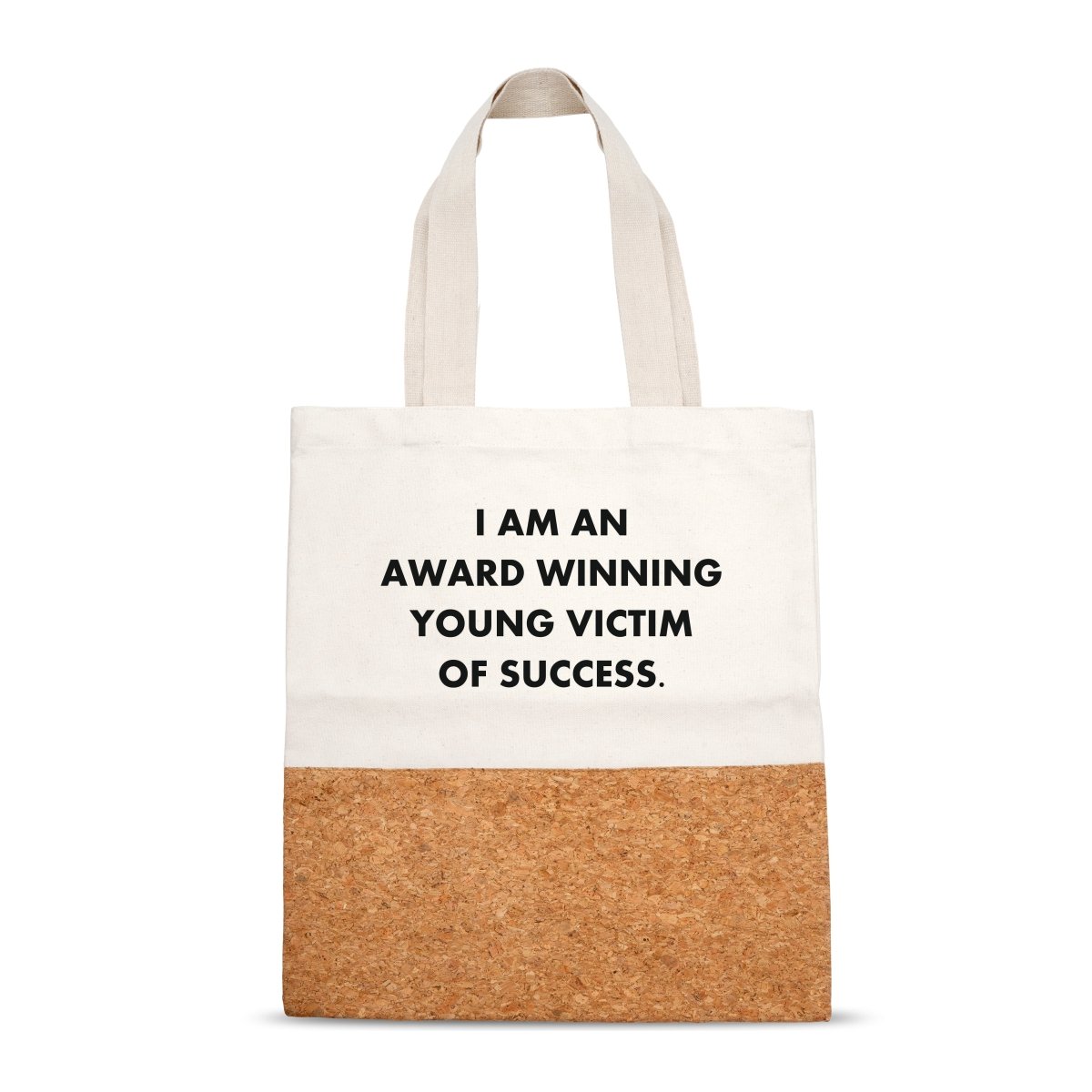 Award Winning Young Victim Of Success Cork And Canvas Tote Bag – Tote Bag by The Cork Studio available on Brown Living™. . SKU: TCS - 52. Img 1.