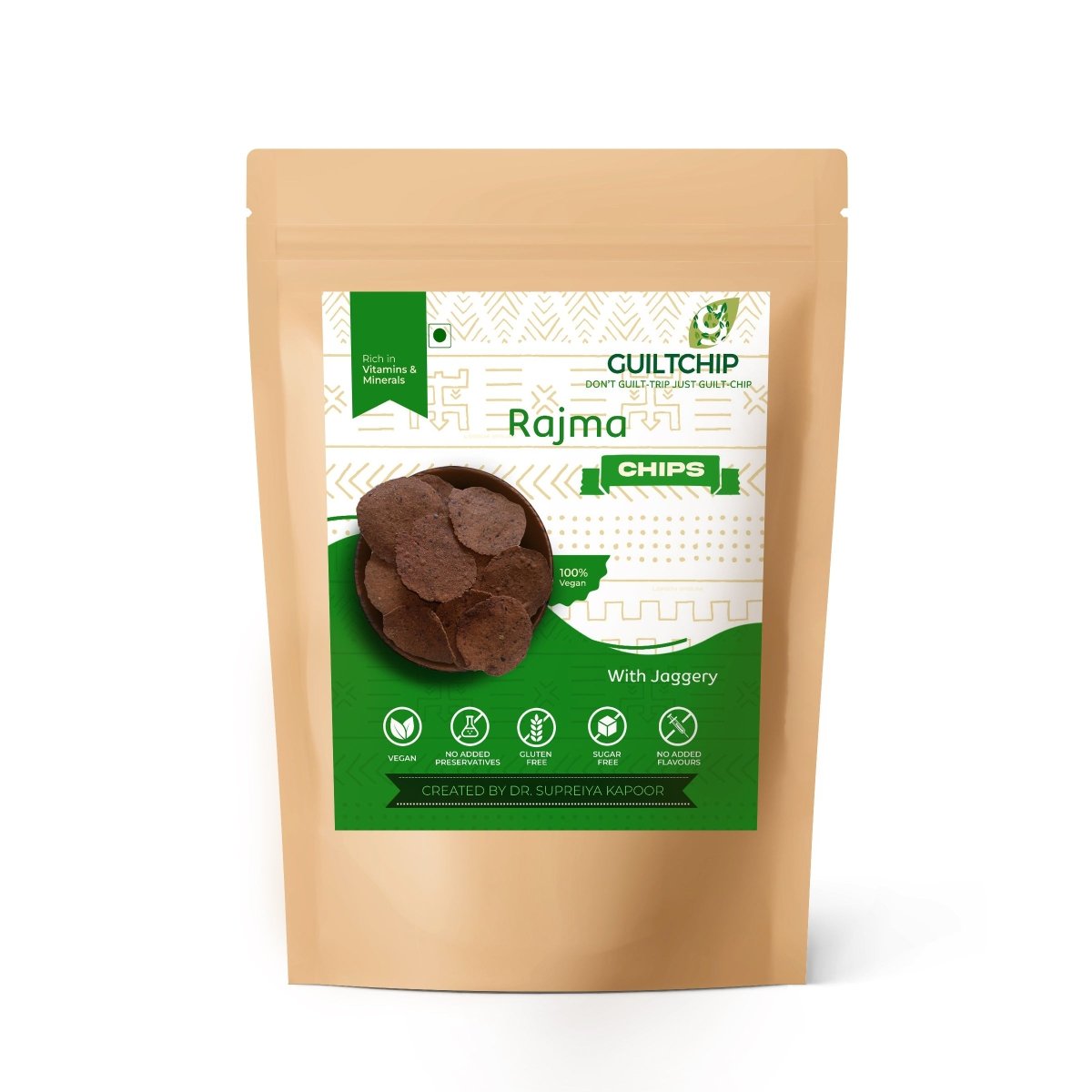 Baked Rajma Chips 150 g + 50 g Free – Healthy Snacks by GuiltChip available on Brown Living™. 150 g . SKU: 026 - 00806 - VRO - 20007 - BRC. Img 2.