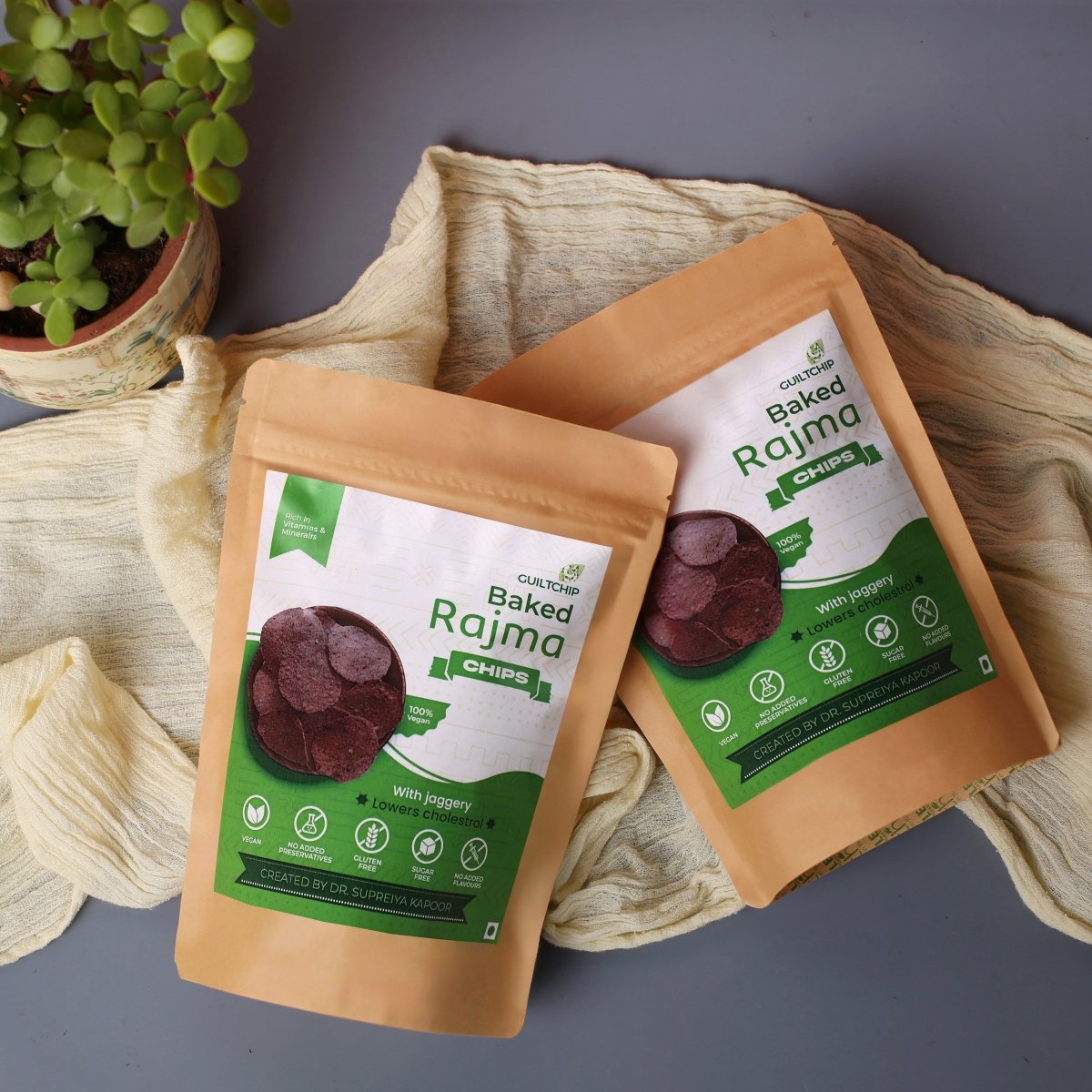 Baked Rajma Chips 150 g + 50 g Free – Healthy Snacks by GuiltChip available on Brown Living™. 150 g . SKU: 026 - 00806 - VRO - 20007 - BRC. Img 6.