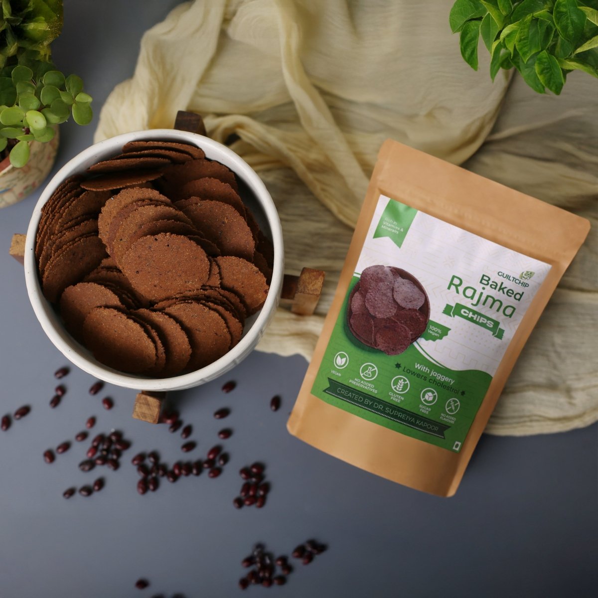 Baked Rajma Chips 150 g + 50 g Free – Healthy Snacks by GuiltChip available on Brown Living™. 150 g . SKU: 026 - 00806 - VRO - 20007 - BRC. Img 1.