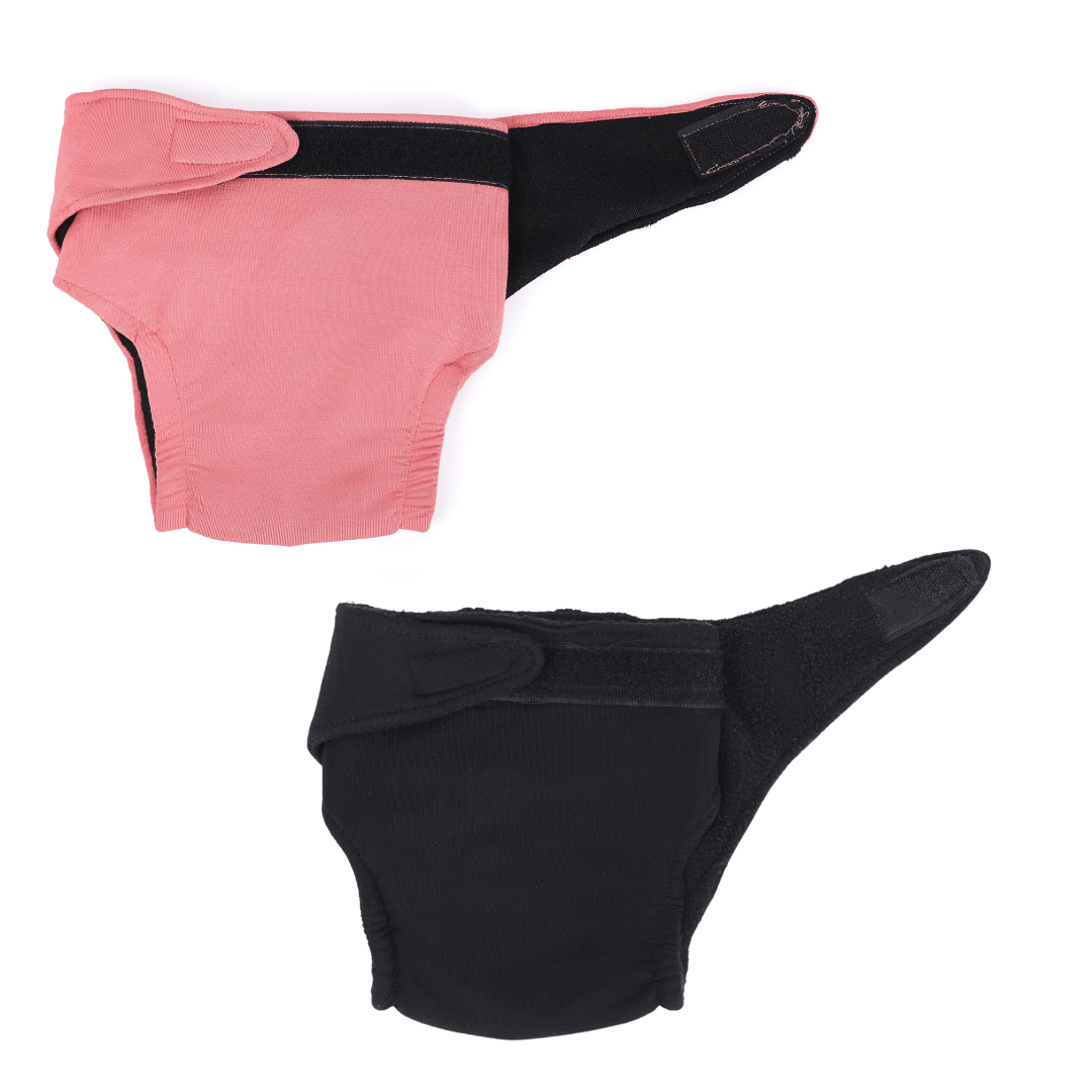 Bamboo Fabric Kids Baby Diaper | Pack of 2 | 1 Free Size Liner for Extra Comfort – Baby Diapers on Brown Living™. SKU: BABY - DIAPER - PINK - BLK. Img 1.