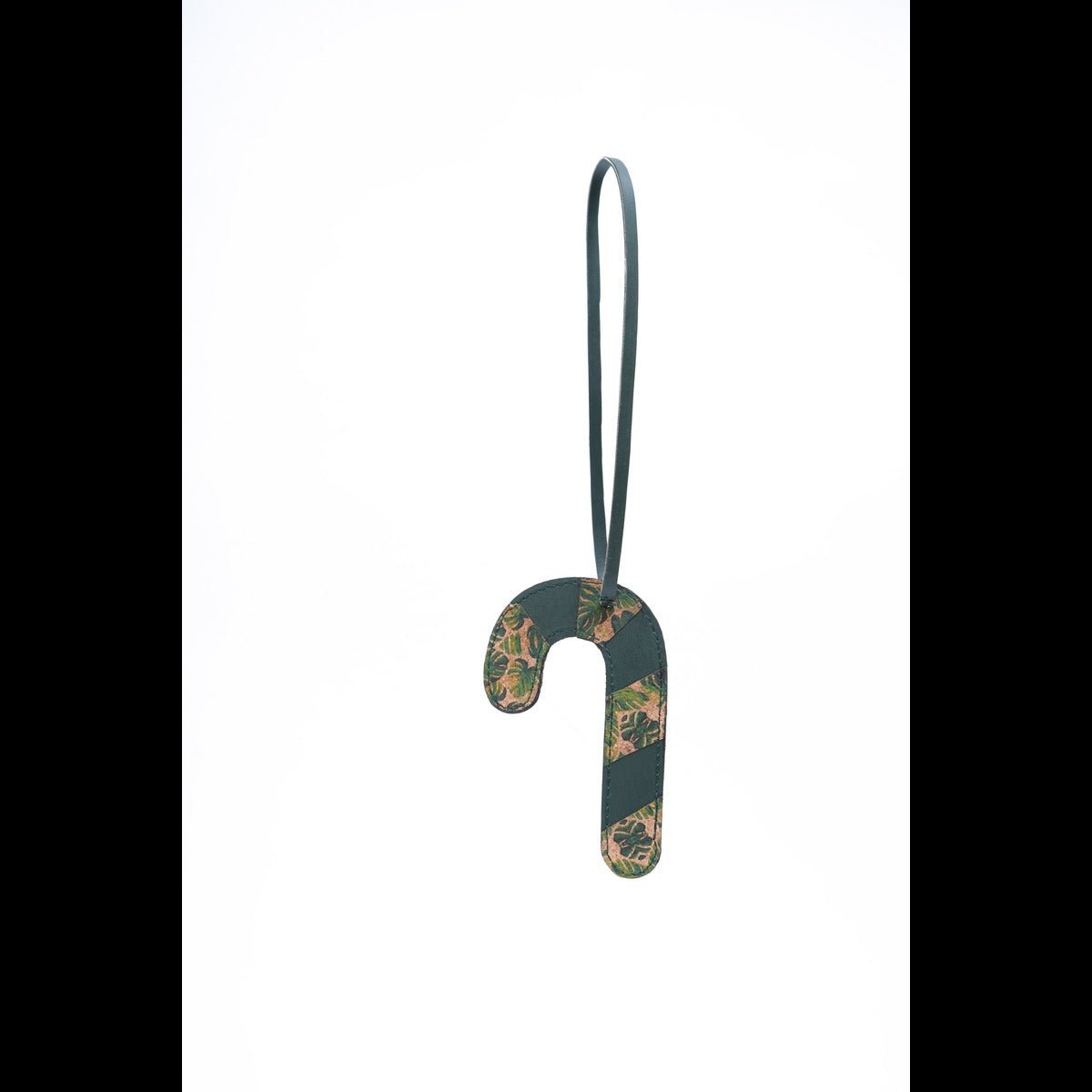 Banana Leather & Cork Festive Decor Handcrafted Christmas Candy Cane (Green) – Decor & Artefacts on Brown Living™. SKU: XMGH1004. Img 3.