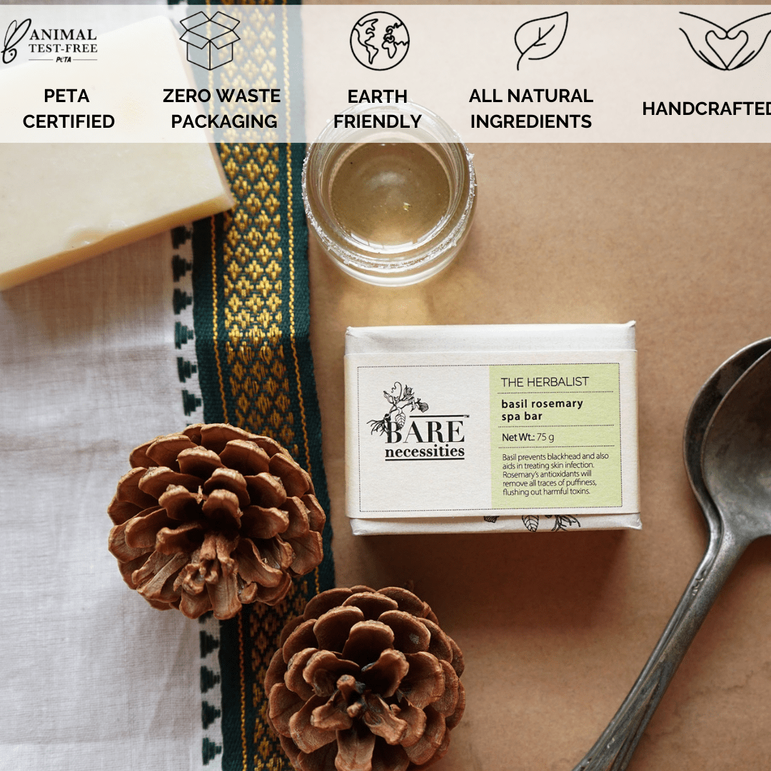 Basil and Rosemary Soap Bar | Organic Cold Processed Soap for Smooth Skin| 75g Pack of 2 – Body Soap on Brown Living™. SKU: BNPCO003 - 1. Img 4.