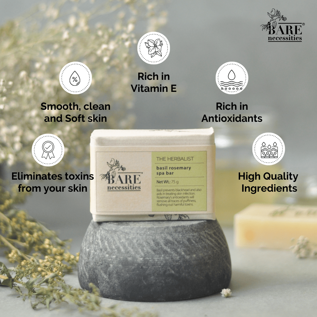 Basil and Rosemary Soap Bar | Organic Cold Processed Soap for Smooth Skin| 75g Pack of 2 – Body Soap on Brown Living™. SKU: BNPCO003 - 1. Img 3.