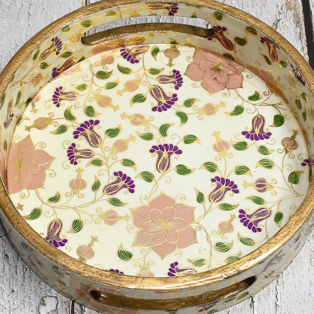 Beautiful Floral Round Trays - Pack of 3 – Home Decor on Brown Living™. SKU: MJ00133TY. Img 4.