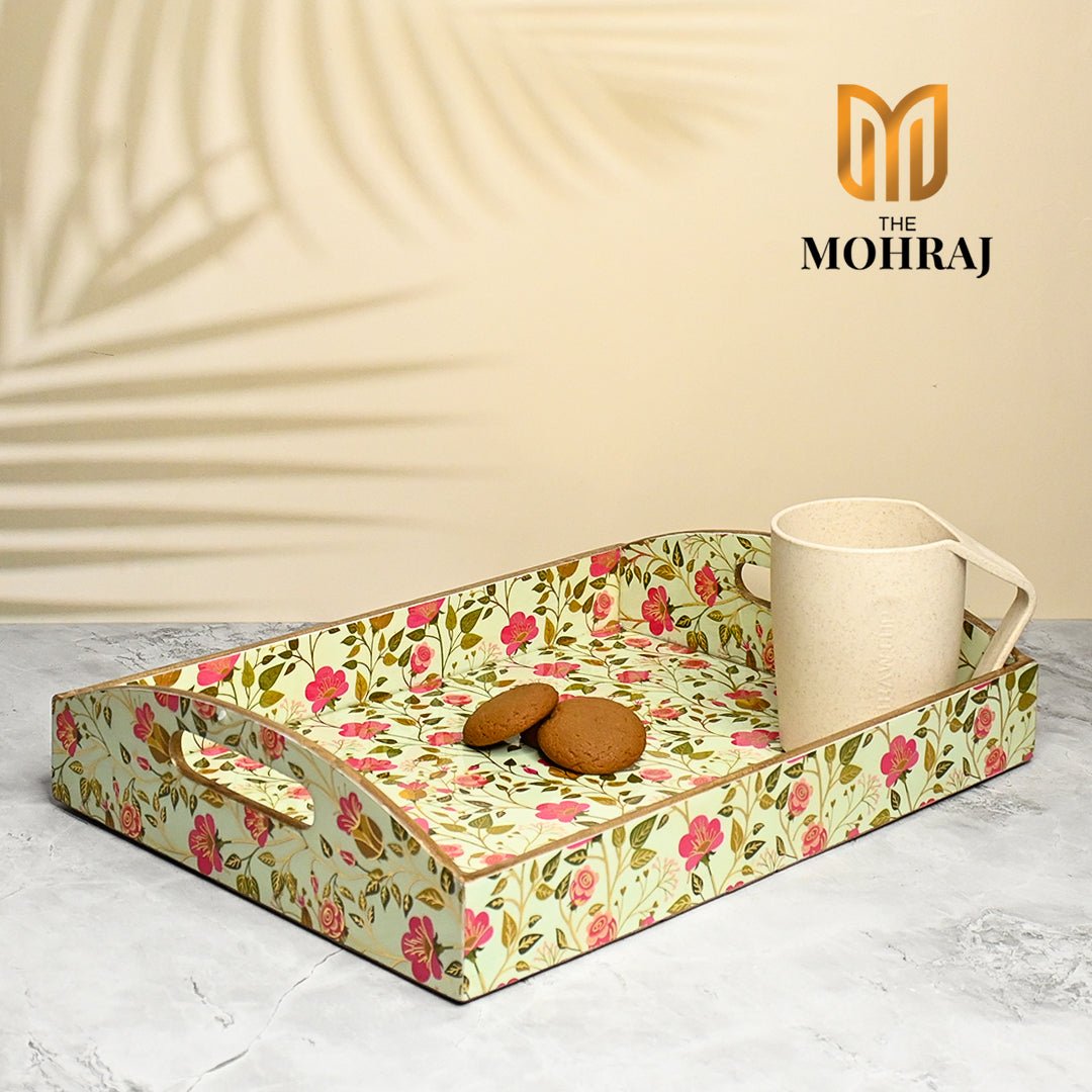 Beautiful Floral Trays with Curved Handles - Pack of 3 – Home Decor on Brown Living™. SKU: MJ00104TY4380. Img 2.