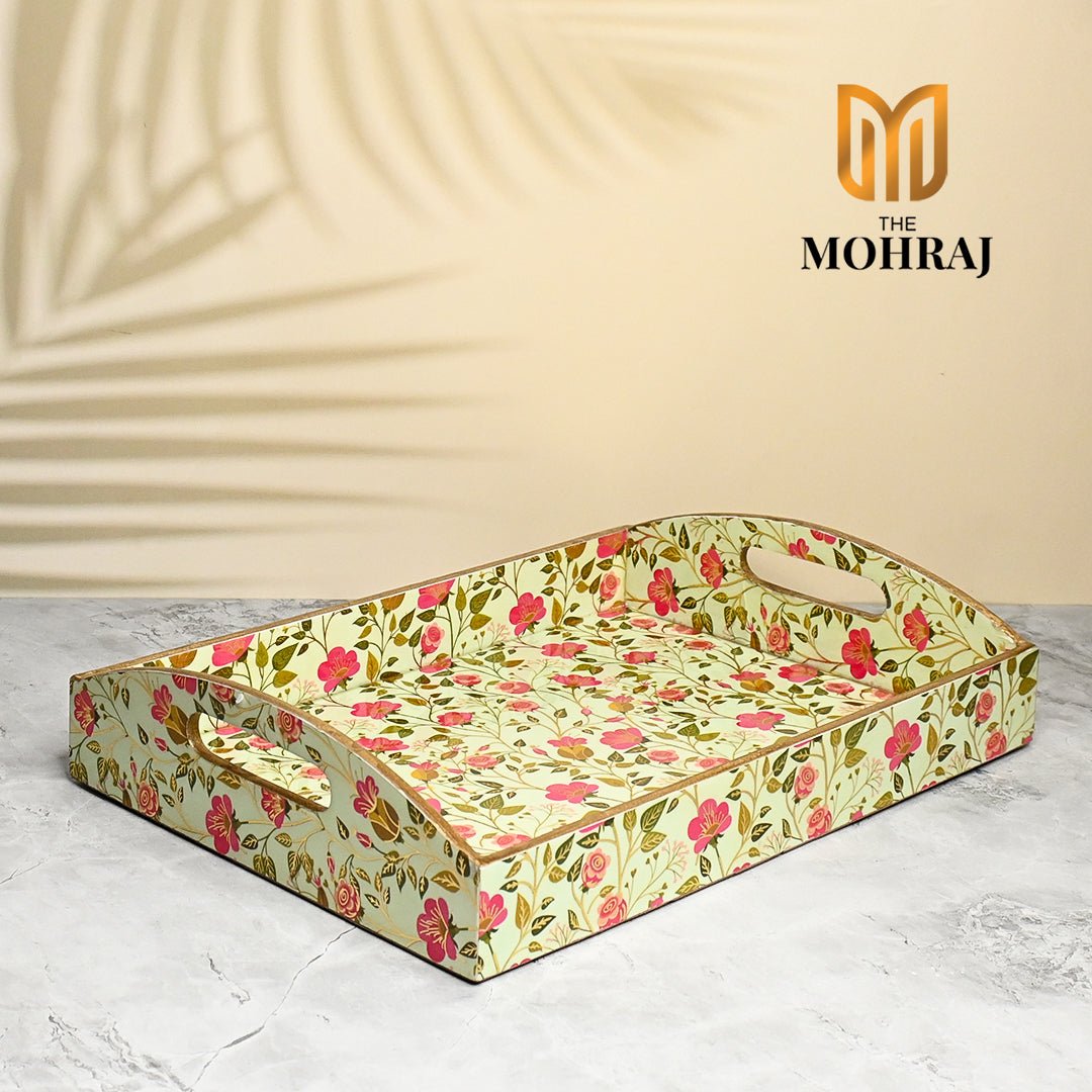 Beautiful Floral Trays with Curved Handles - Pack of 3 – Home Decor on Brown Living™. SKU: MJ00104TY4380. Img 3.