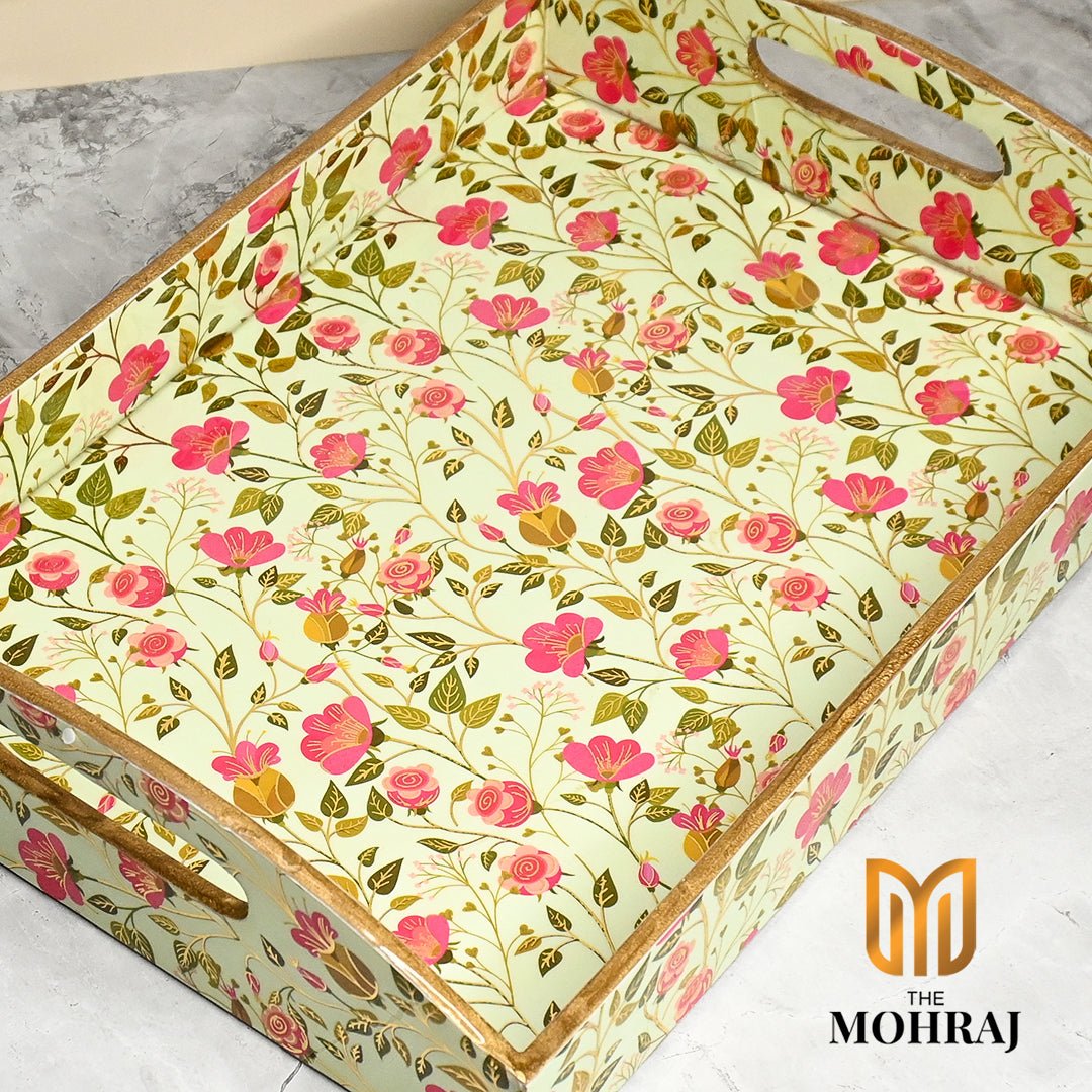 Beautiful Floral Trays with Curved Handles - Pack of 3 – Home Decor on Brown Living™. SKU: MJ00104TY4380. Img 4.
