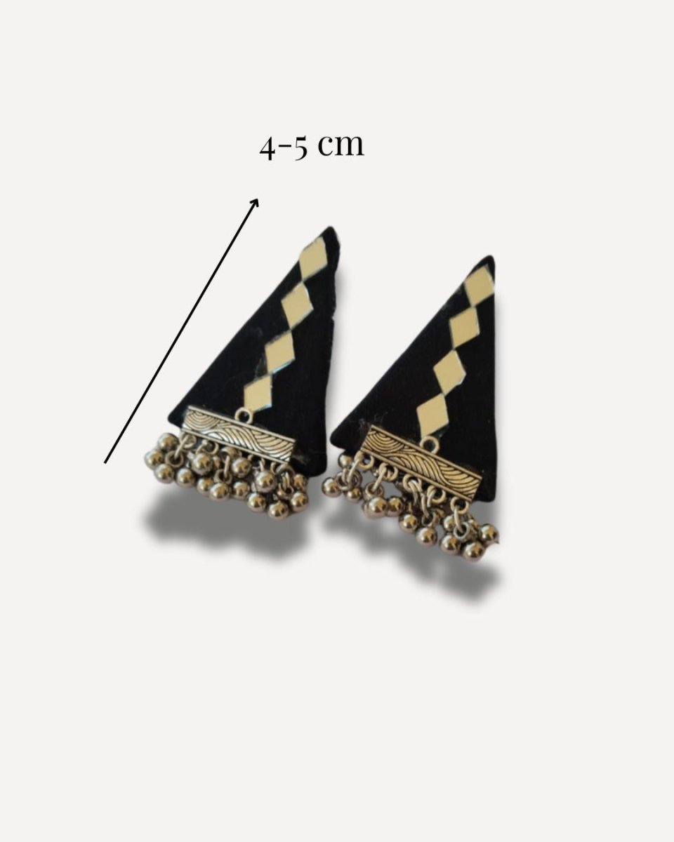 Black Geometric Studs for Minimal Looks – Womens earrings by The serene by Rainvas available on Brown Living™. . SKU: RVS - SER - EAR - 38. Img 5.