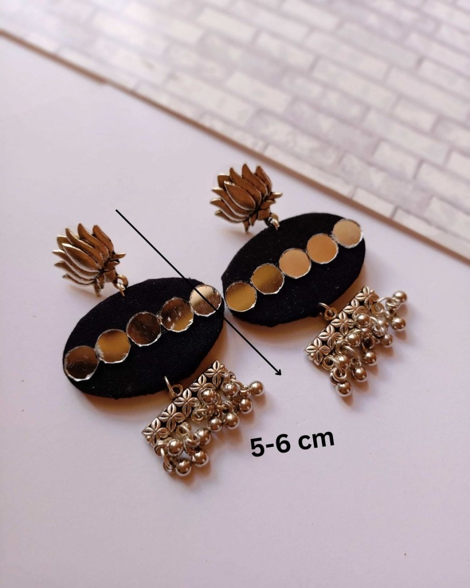 Black Mirror & Ghungroo Earrings for Everyday Edge – Womens earrings by The serene by Rainvas available on Brown Living™. . SKU: RVS - SER - EAR - 129. Img 5.