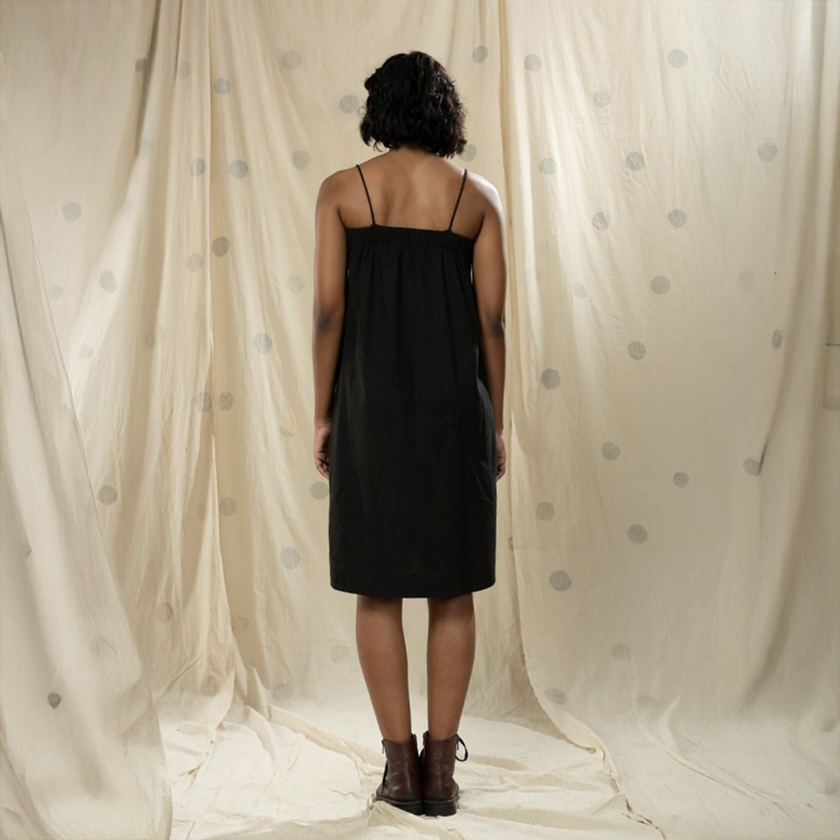 Black Spaghetti Styled Applique Dress | Verified Sustainable by Brown Living™
