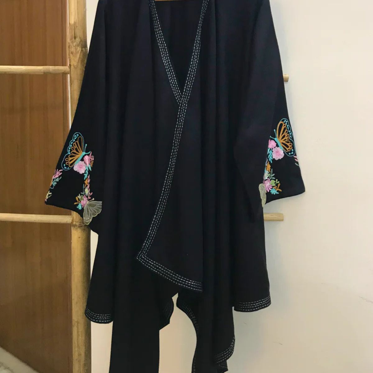 Black Woolen A - Symmetrical Cape | Verified Sustainable by Brown Living™