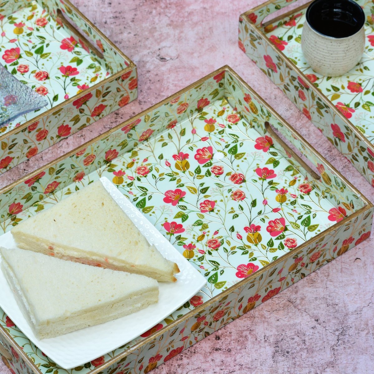 Blossom Rectangular Trays - Pack of 3 – Home Decor on Brown Living™. SKU: MJ00153TY. Img 3.