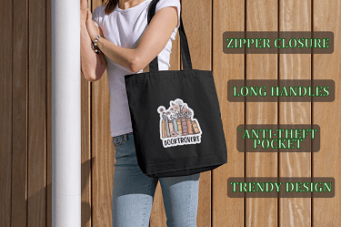Booktrovert Black Canvas Tote – Aesthetic Cotton Bag | Verified Sustainable by Brown Living™