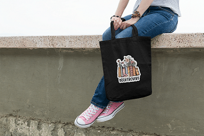Booktrovert Black Canvas Tote – Aesthetic Cotton Bag | Verified Sustainable by Brown Living™