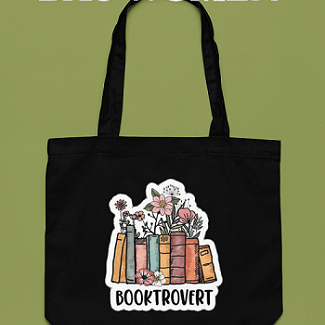 Booktrovert Black Canvas Tote – Aesthetic Cotton Bag | Verified Sustainable by Brown Living™