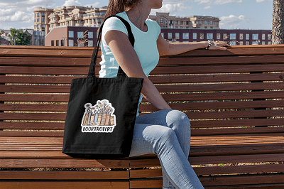 Booktrovert Black Canvas Tote – Aesthetic Cotton Bag | Verified Sustainable by Brown Living™