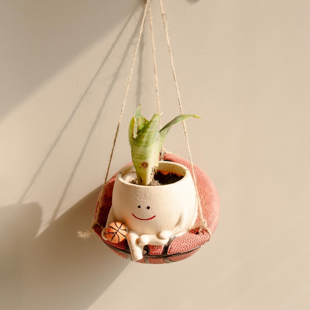 Bouncy Bloom - Handwoven Basket Planter for Indoors ā Ceramic Planter on Brown Livingā¢. SKU: v - 333. Img 1.