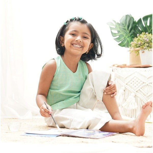 Breeze Belle Cotton Pants With a Flare - Girls – Kids Pants on Brown Living™. SKU: SCGFP - 01. Img 3.