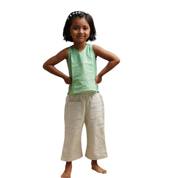 Breeze Belle Cotton Pants With a Flare - Girls – Kids Pants on Brown Living™. SKU: SCGFP - 01. Img 2.
