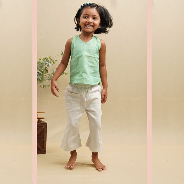 Breeze Belle Cotton Pants With a Flare - Girls – Kids Pants on Brown Living™. SKU: SCGFP - 01. Img 5.